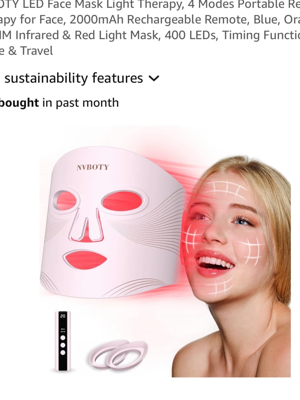 Pink Red-Light LED Facial Mask with Remote